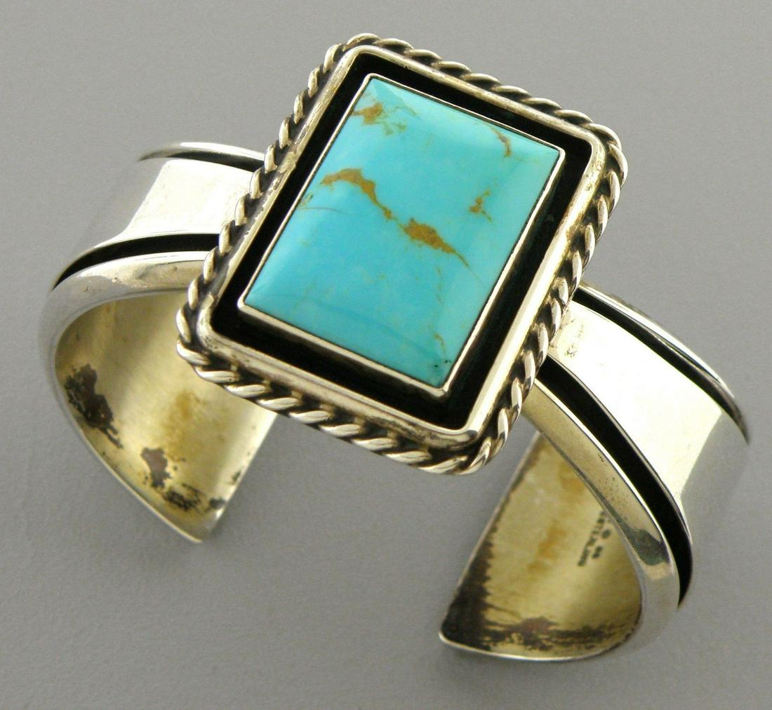 CAROL FELLEY STERLING SILVER TURQUOISE CUFF BANGLE (1 of 2)