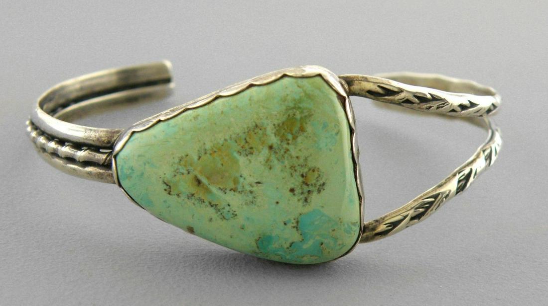 VINTAGE NAVAJO STERLING ROYSTON TURQUOISE CUFF (1 of 2)