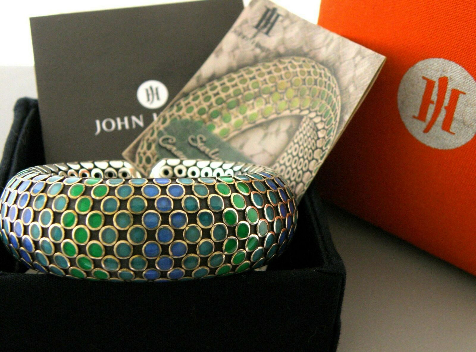 JOHN HARDY STERLING SILVER GREEN BLUE CERAMIC BRACELET (1 of 2)