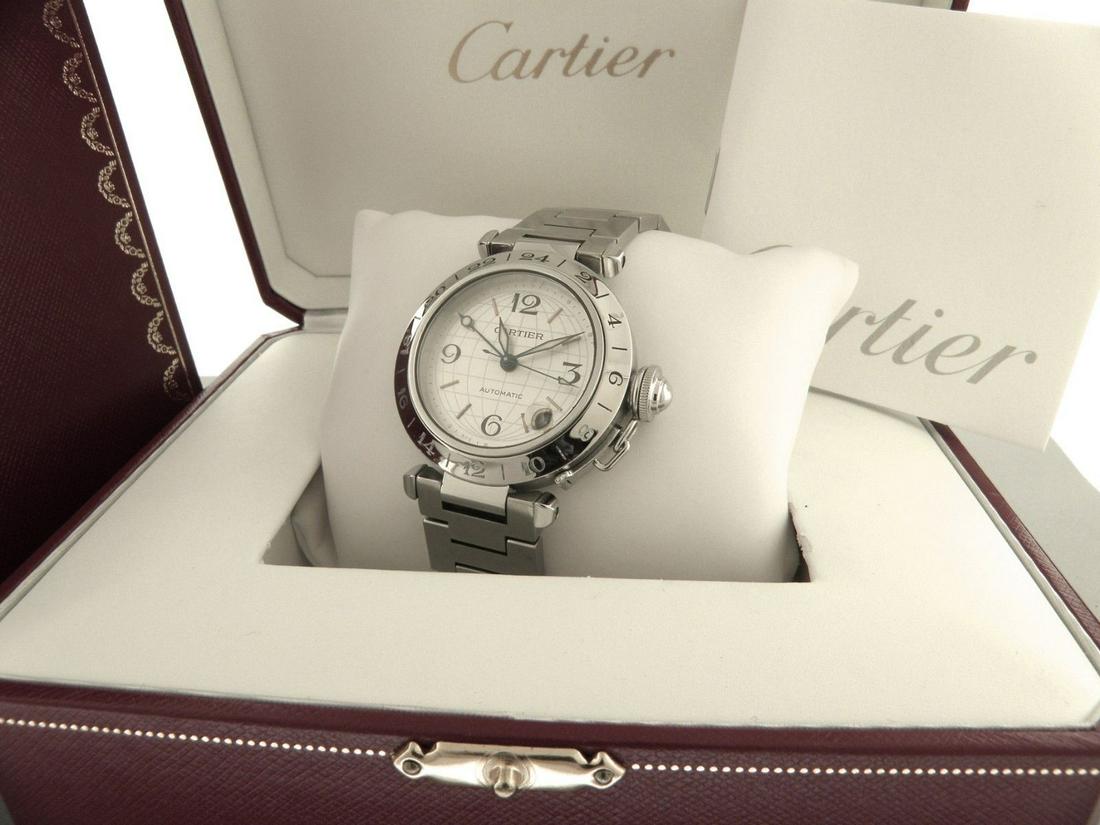 CARTIER PASHA GMT STAINLESS STEEL 2377 AUTOMATIC WATCH (1 of 2)