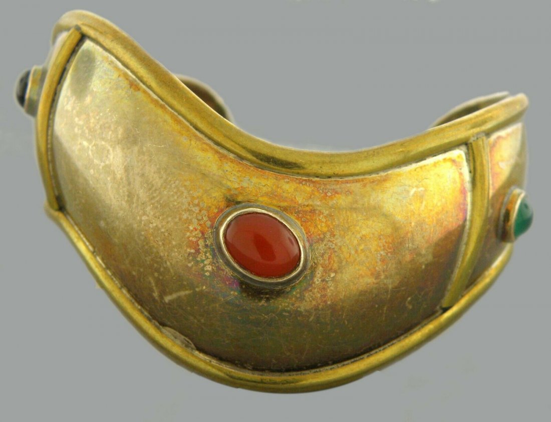 VINTAGE BEAUTIFUL LATON STERLING SILVER GEMSTONE CUFF (1 of 2)