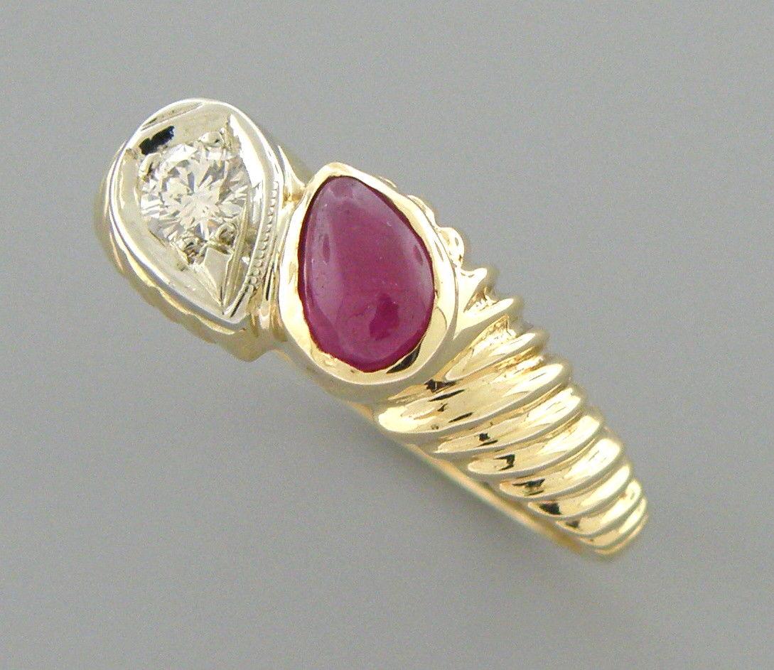VINTAGE 14K YELLOW GOLD RUBY DIAMOND COCKTAIL RING 0.50 (1 of 2)
