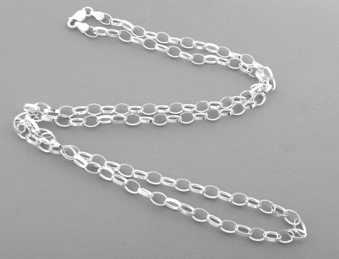 STERLING SILVER OVAL LINK CHAIN CHARM NECKLACE 5MM -20" (1 of 2)