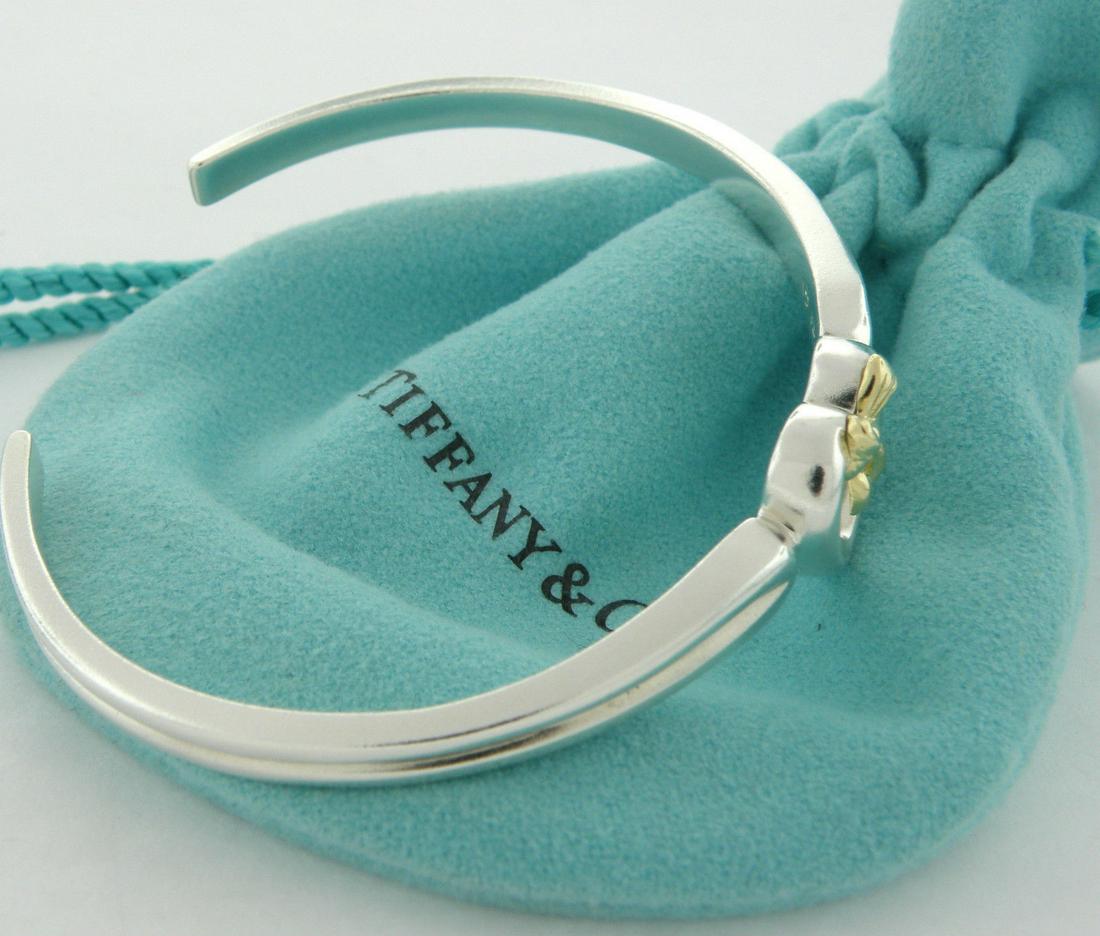 TIFFANY & Co. 18K GOLD STERLING SILVER BOW CUFF BANGLE (1 of 2)
