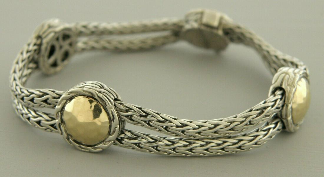 JOHN HARDY 18K GOLD 4 STATION STERLING SILVER BRACELET (1 of 2)