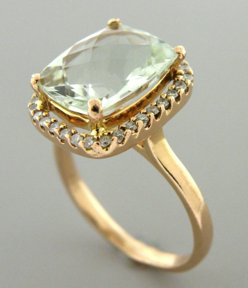 14K ROSE GOLD GREEN AMETHYST & DIAMOND HALO RING (1 of 2)