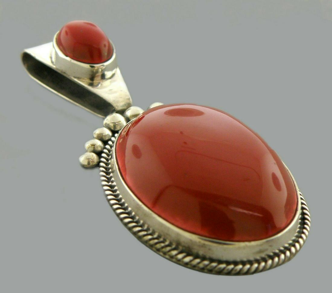 VINTAGE BEAUTIFUL LARGE STERLING SILVER JASPER PENDANT (1 of 2)