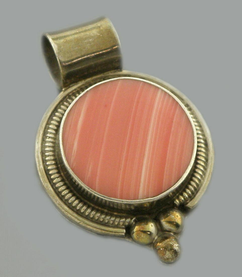 VINTAGE BEAUTIFUL STERLING RHODONITE PINK PENDANT (1 of 2)