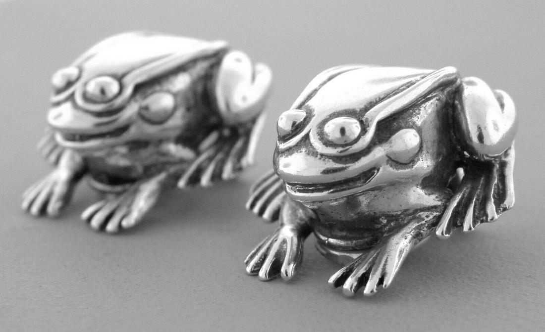KIESELSTEIN CORD STERLING SILVER FROG CLIP ON EARRINGS (1 of 2)