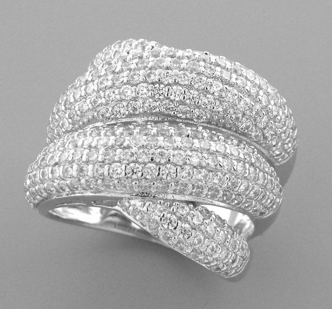 NEW STERLING SILVER CZ LARGE CROSSOVER WRAP PAVE RING 8 (1 of 2)