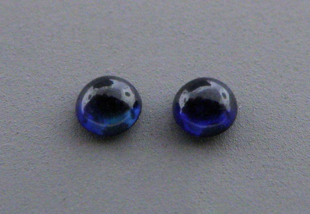3.5mm ROUND MATCHING PAIR CABOCHON NATURAL SAPPHIRE (1 of 1)