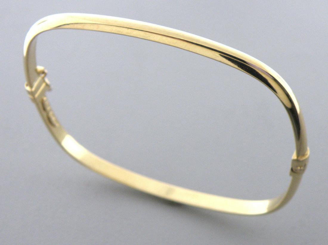 NEW 14K YELLOW GOLD LADIES GIRLS SQUARE BANGLE BRACELET (1 of 2)