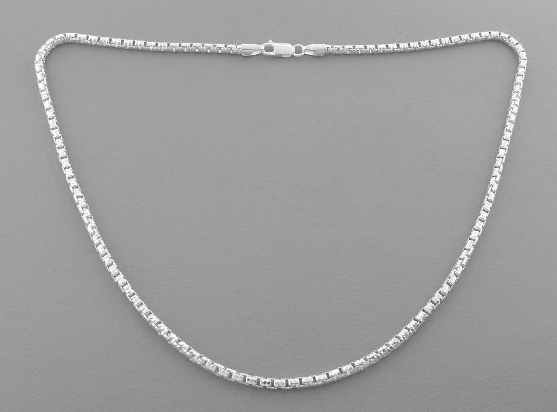NEW STERLING SILVER ROUND TEXTURED BOX CHAIN NECKLACE (1 of 2)
