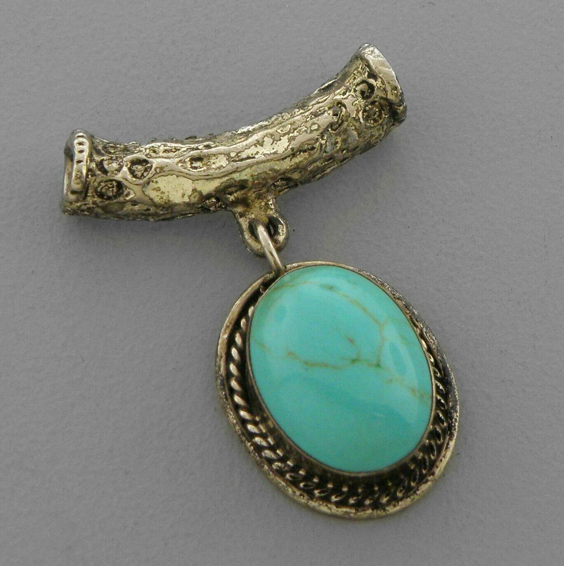 VINTAGE ATI STERLING SILVER TURQUOISE PENDANT MEXICO (1 of 2)