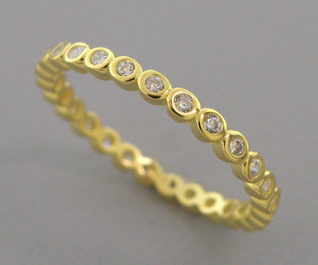 NEW GOLD FULL ETERNITY WEDDING BAND RING SIZE 6 SILVER (1 of 1)