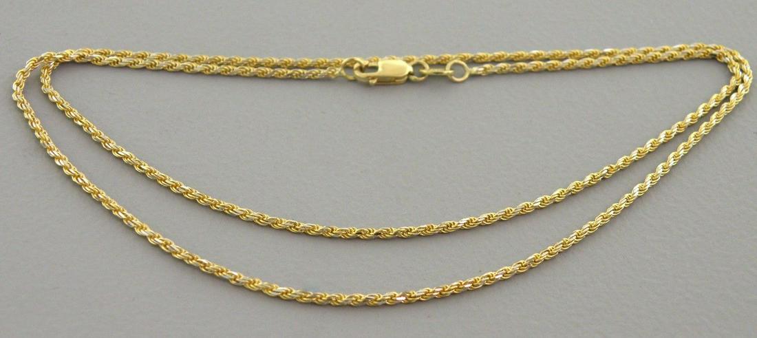 NEW 14K YELLOW GOLD WHITE PAVE ROPE CHAIN, 18" NECKLACE (1 of 2)