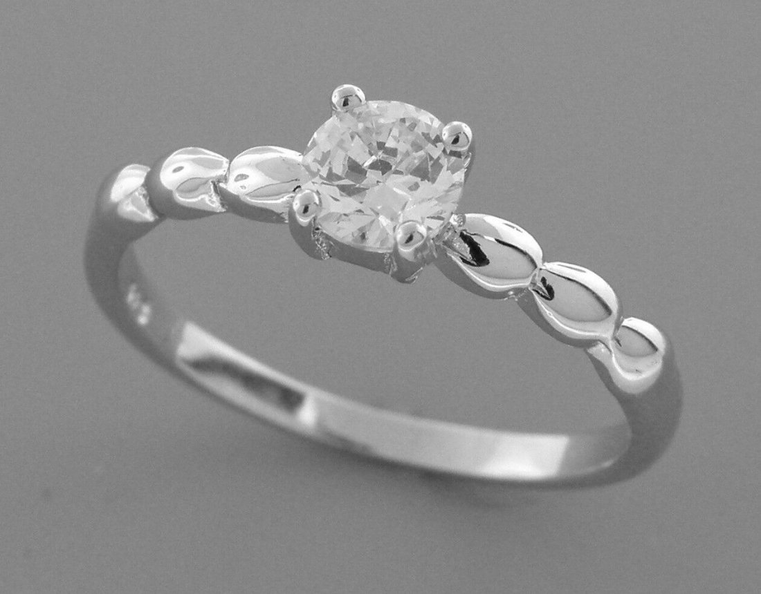 NEW STERLING SILVER CZ ROUND ENGAGEMENT RING SOLITAIRE (1 of 1)
