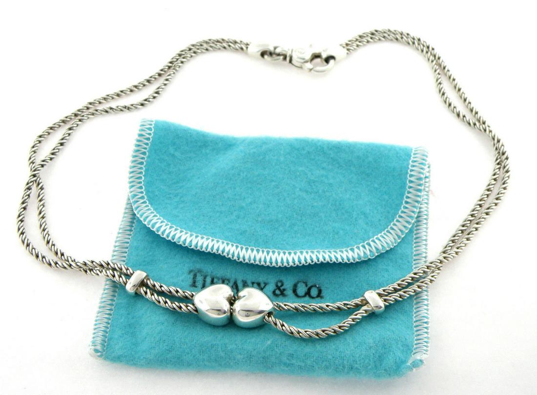 TIFFANY & Co. STERLING SILVER DOUBLE HEART NECKLACE (1 of 2)