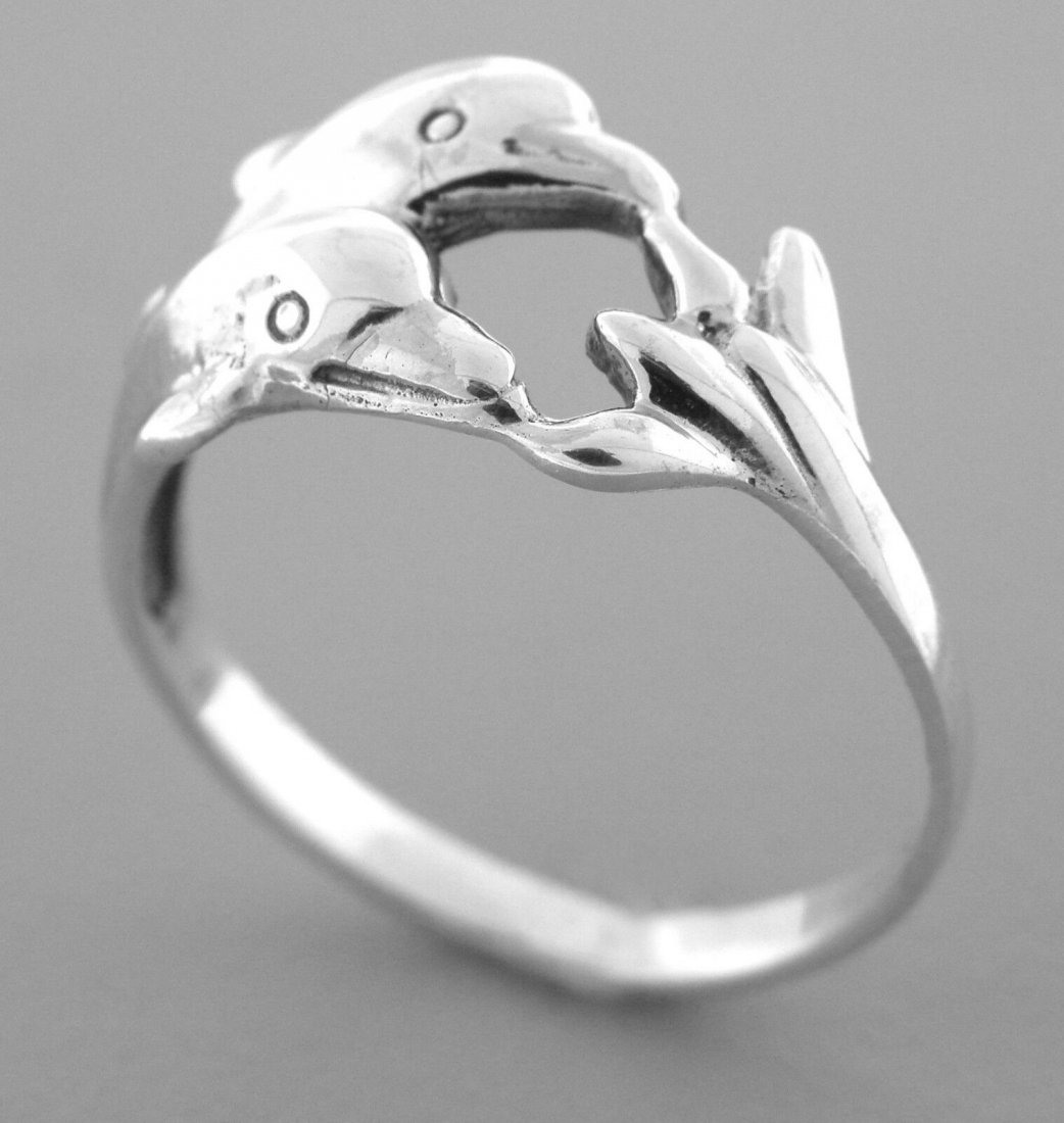 NEW STERLING SILVER DOUBLE DOLPHIN GIRLS WRAP RING (1 of 1)