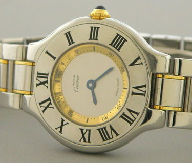 For Auction Must De Cartier 21 Gold Stainless Steel Ladies Watch 0150 On Jul 05 2020 Modern Jewelry In Ca