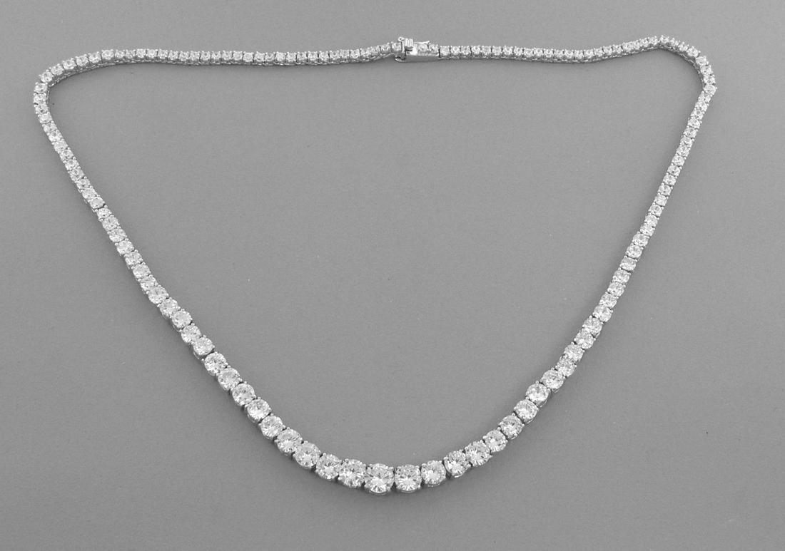 NEW STERLING SILVER CZ LADIES TENNIS GRADUATED NECKLACE (1 of 2)