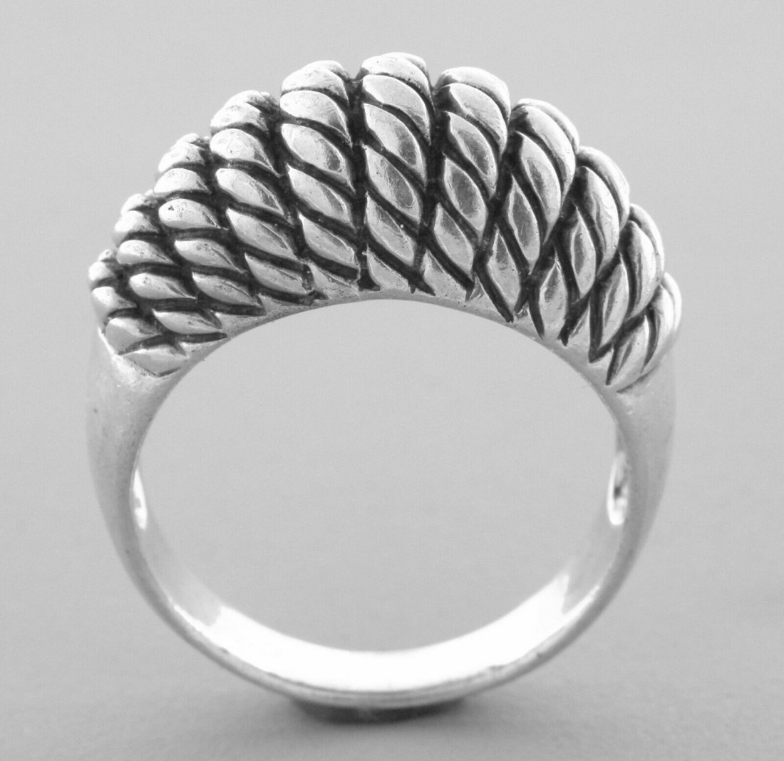VINTAGE STERLING SILVER BRAIDED ROPE DOME RING (1 of 2)