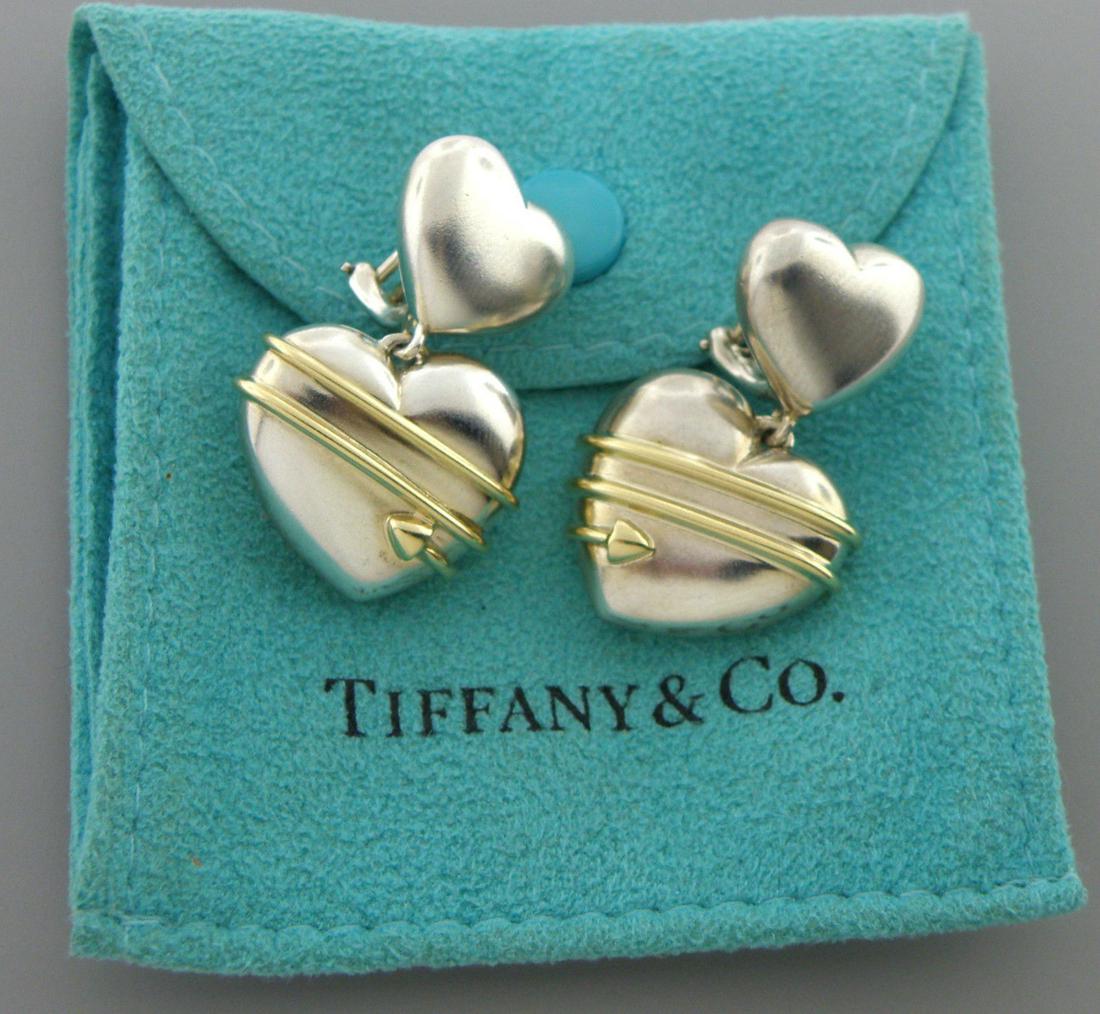 TIFFANY & Co. 18K STERLING SILVER ARROW HEART EARRINGS (1 of 2)