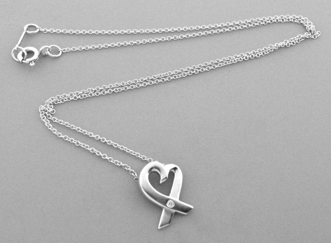 TIFFANY & Co. STERLING SILVER DIAMOND HEART NECKLACE (1 of 2)