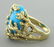 14K YELLOW GOLD TURQUOISE TREE BRANCHES COCKTAIL RING