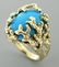 14K YELLOW GOLD TURQUOISE TREE BRANCHES COCKTAIL RING - 2