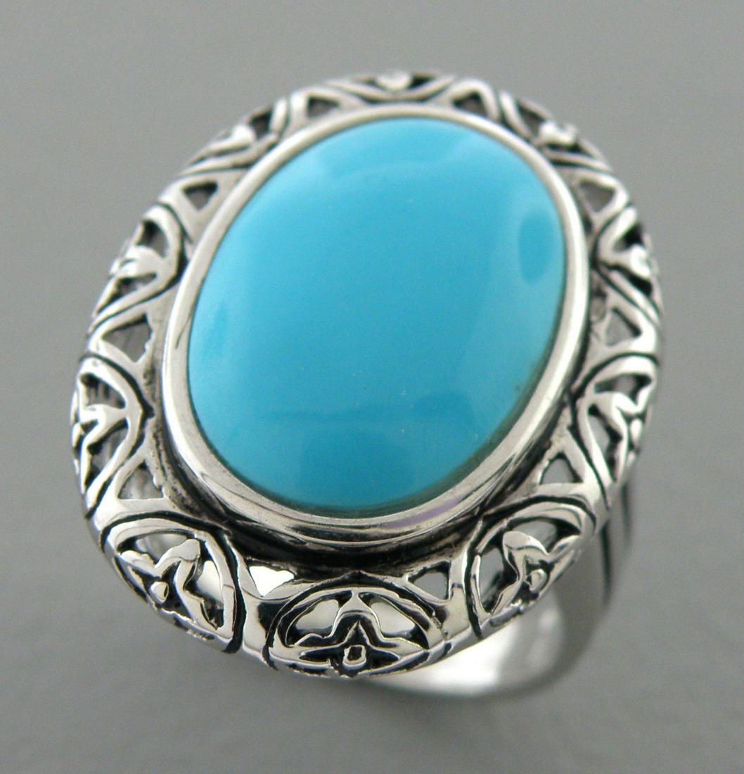 NEW IMPERIAL STERLING SILVER LADIES BLUE TURQUOISE RING (1 of 2)