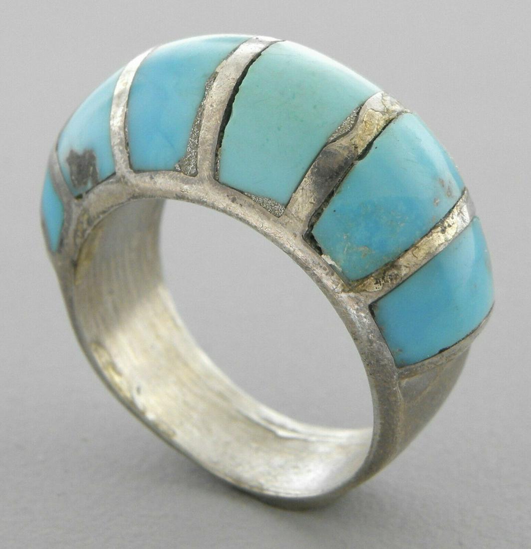VINTAGE BEAUTIFUL STERLING SILVER TURQUOISE DOME RING (1 of 2)