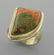 VINTAGE STERLING SILVER LARGE PINK GREEN JASPER RING