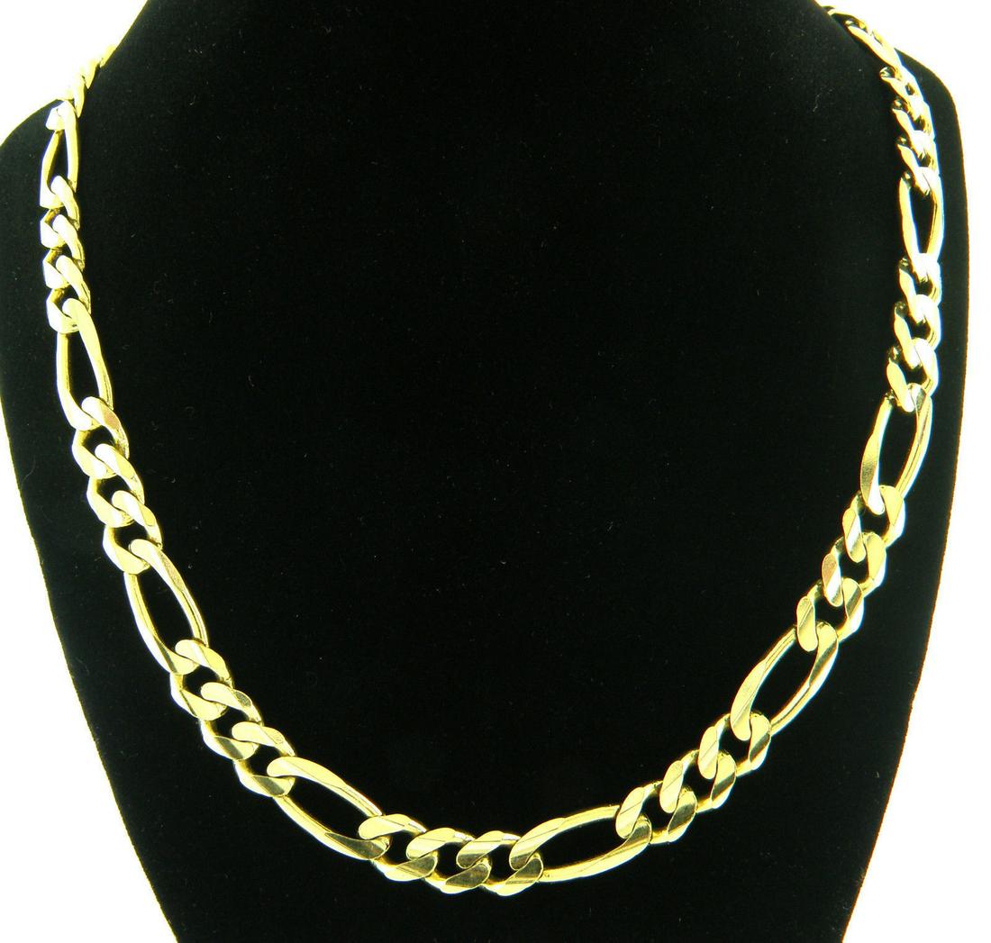 14K YELLOW GOLD CHAIN, 24" UNISEX FIGARO NECKLACE 9.5mm (1 of 2)