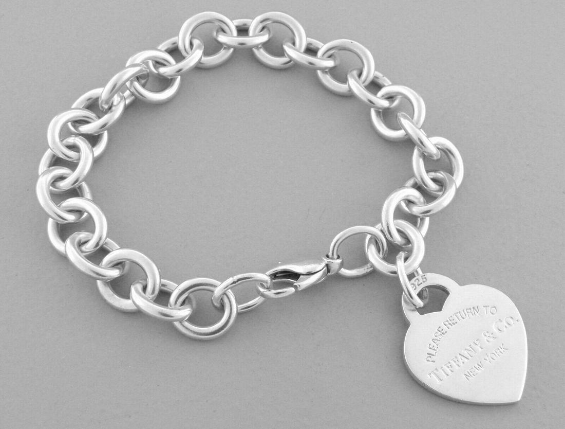 TIFFANY & CO. SILVER PLEASE RETURN TO. HEART BRACELET (1 of 2)