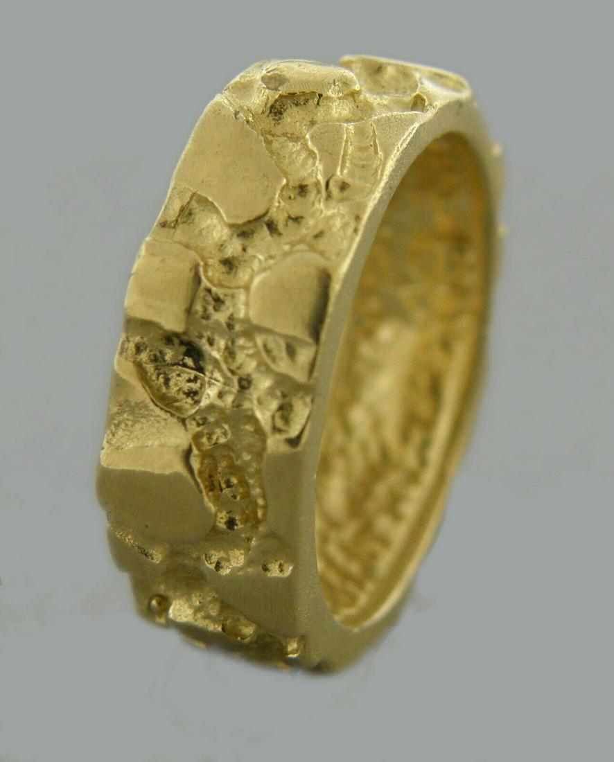 14K YELLOW GOLD NUGGET RING BAND ETERNITY MEN'S (1 of 2)