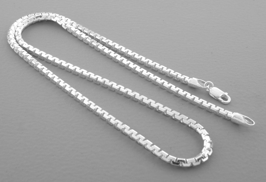 FANCY BOX CHAIN STERLING SILVER ITALIAN NECKLACE 3mm 26 (1 of 2)