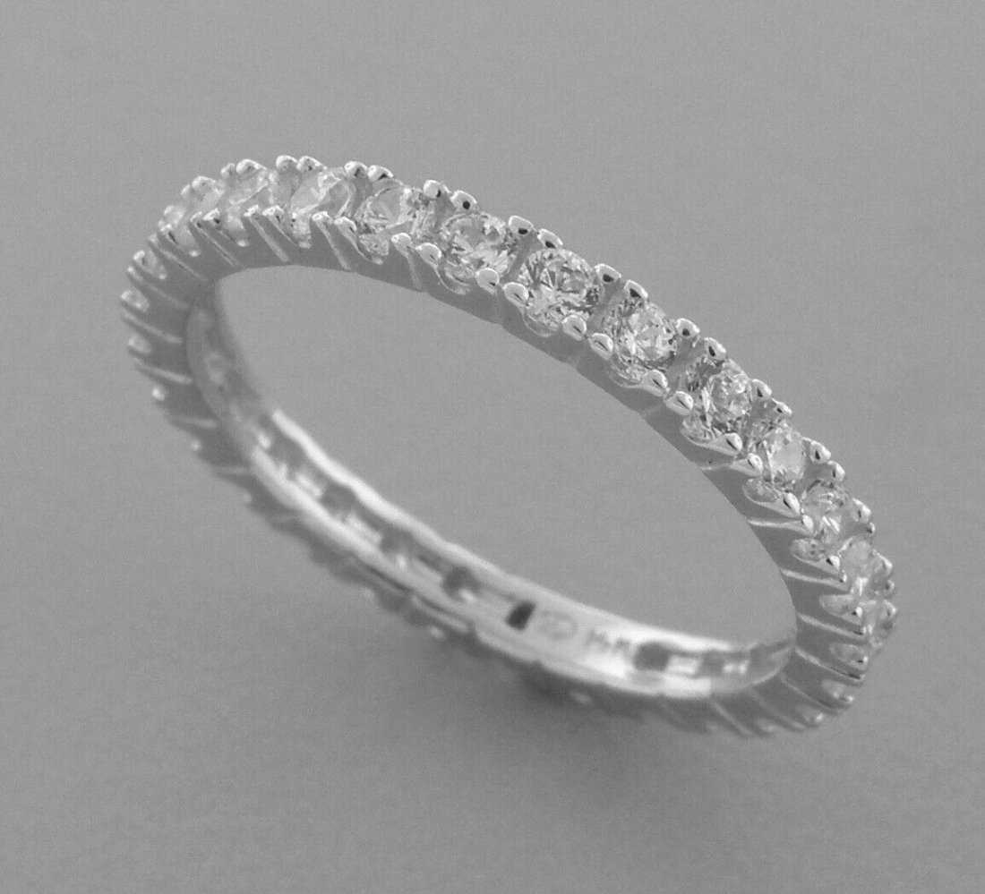 14K WHITE GOLD FULL ETERNITY CZ BAND RING 2ct (1 of 2)