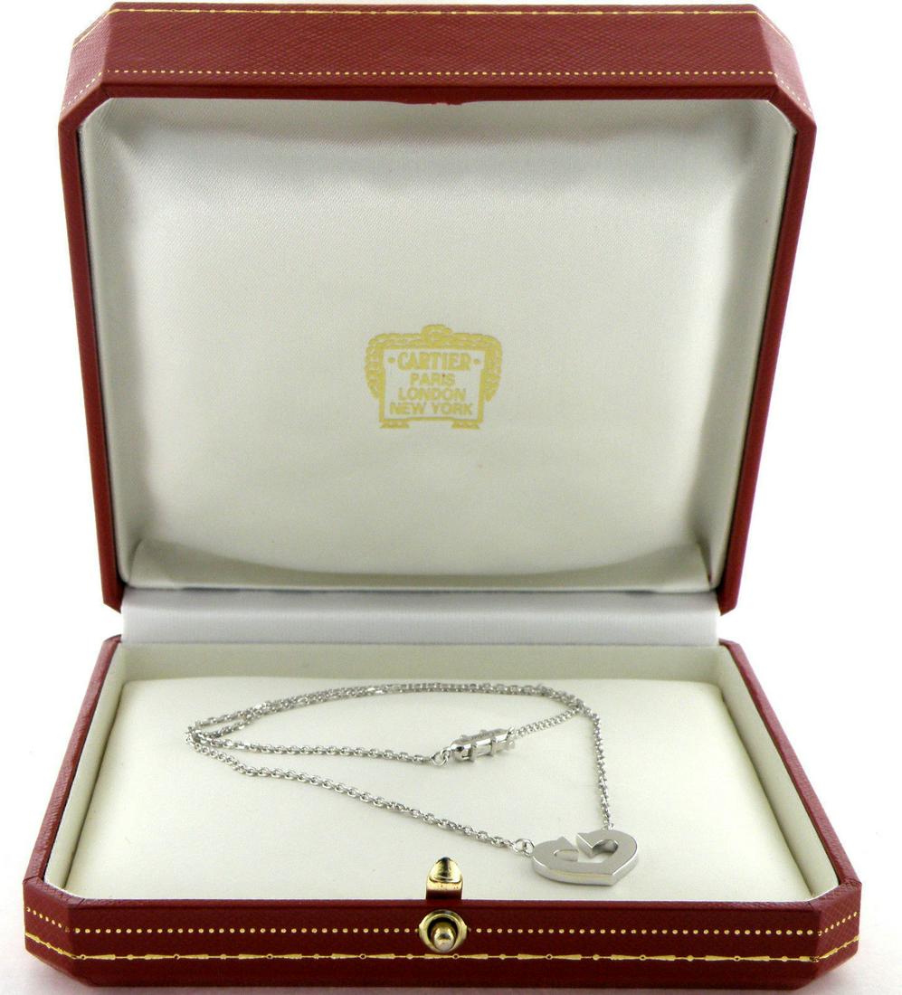 CARTIER 18K WHITE GOLD HEART C NECKLACE WITH BOX (1 of 2)