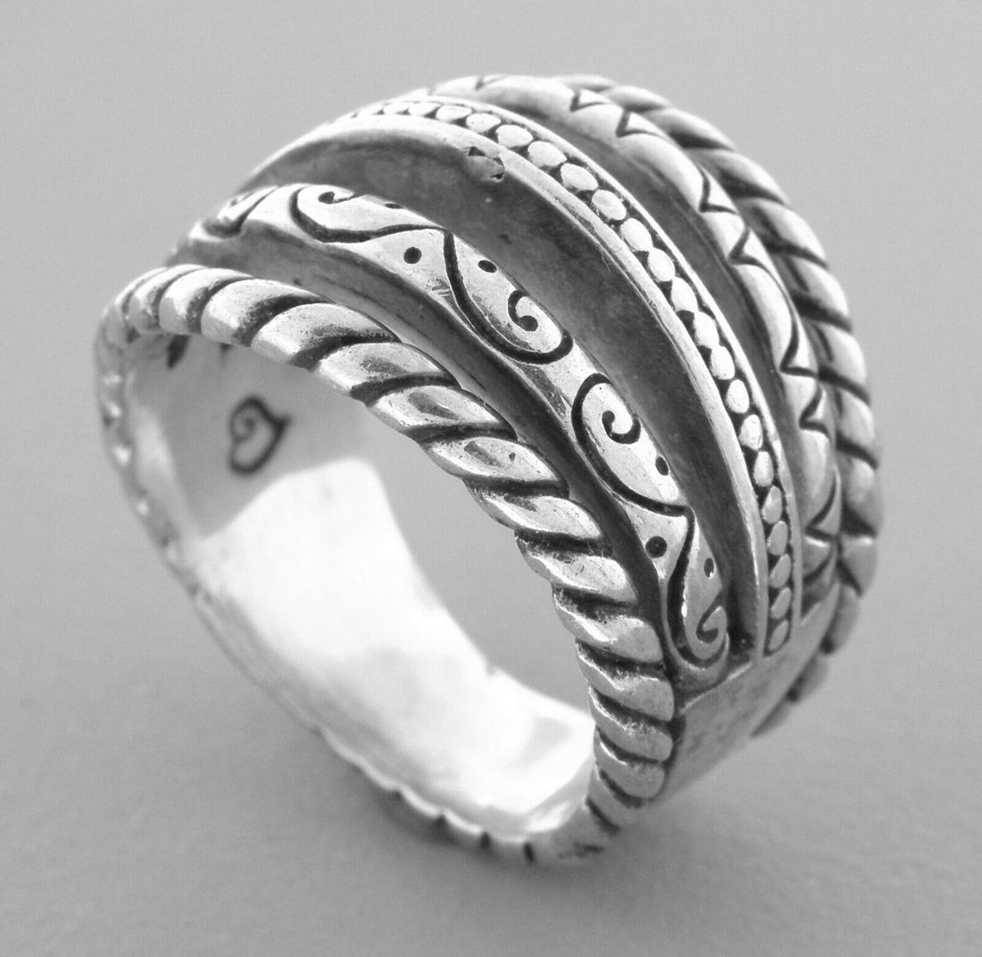 VINTAGE BEAUTIFUL STERLING SILVER CARVED DOME RING (1 of 2)