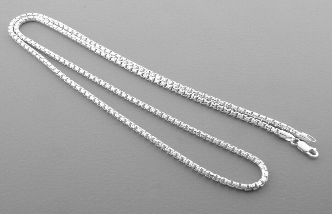 DIAMOND CUT BOX CHAIN STERLING SILVER NECKLACE 22" (1 of 2)