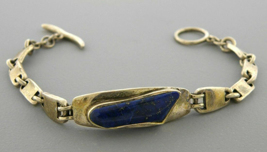VINTAGE STERLING SILVER LAPIS LAZULI TOGGLE BRACELET (1 of 2)