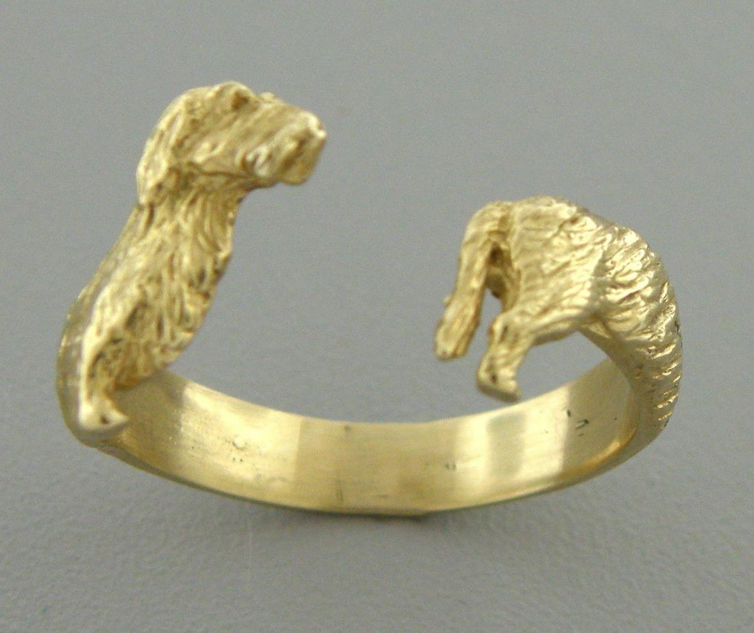 18K YELLOW GOLD DACHSHUND DOG BAND WRAP RING SIZE 8 (1 of 2)
