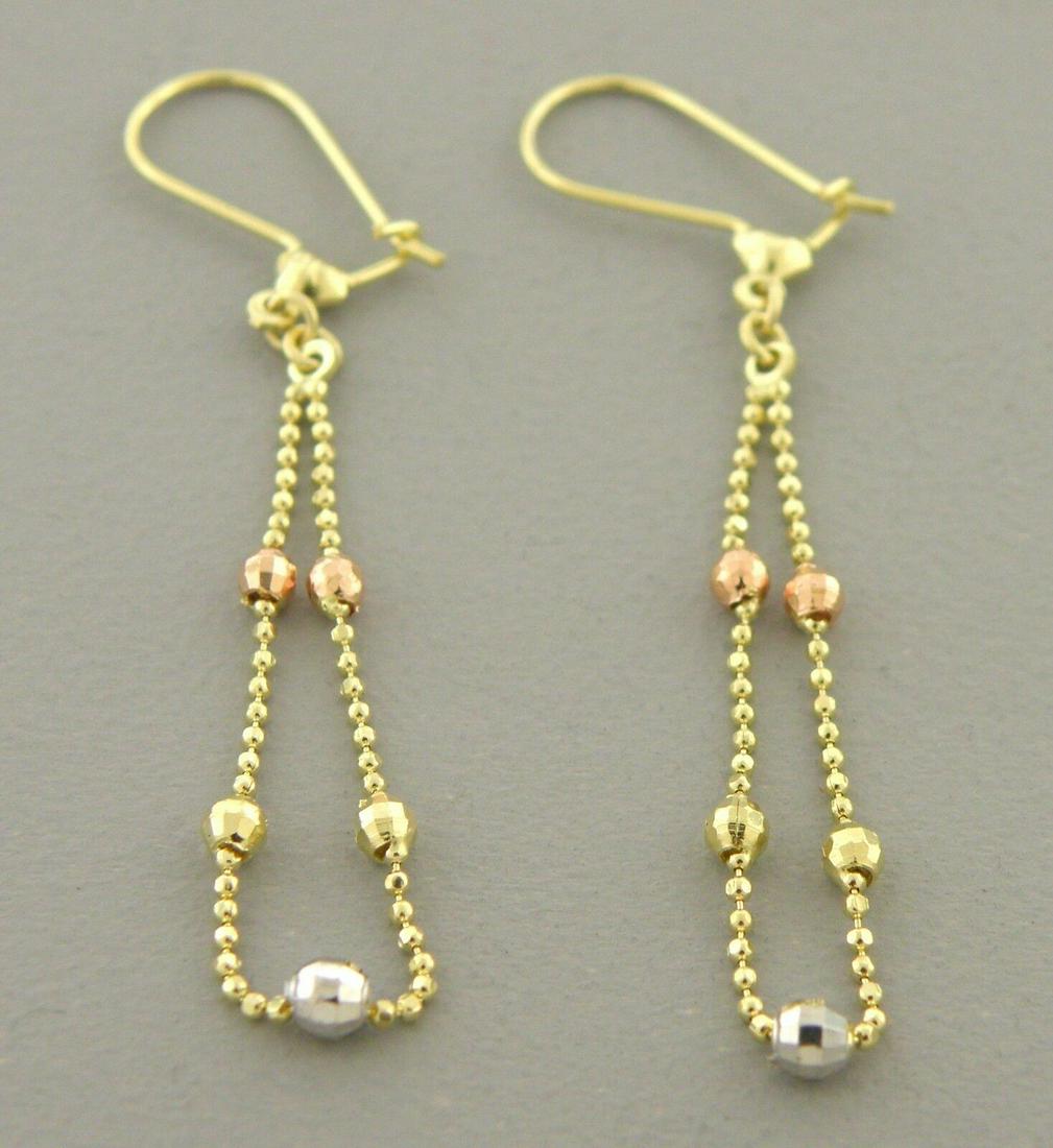 14K TRI COLOR GOLD DROP DANGLE MALAYSIAN EARRINGS (1 of 2)