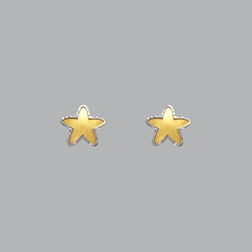 14K YELLOW GOLD LADIES STUD EARRINGS SCREW BACK STAR (1 of 2)