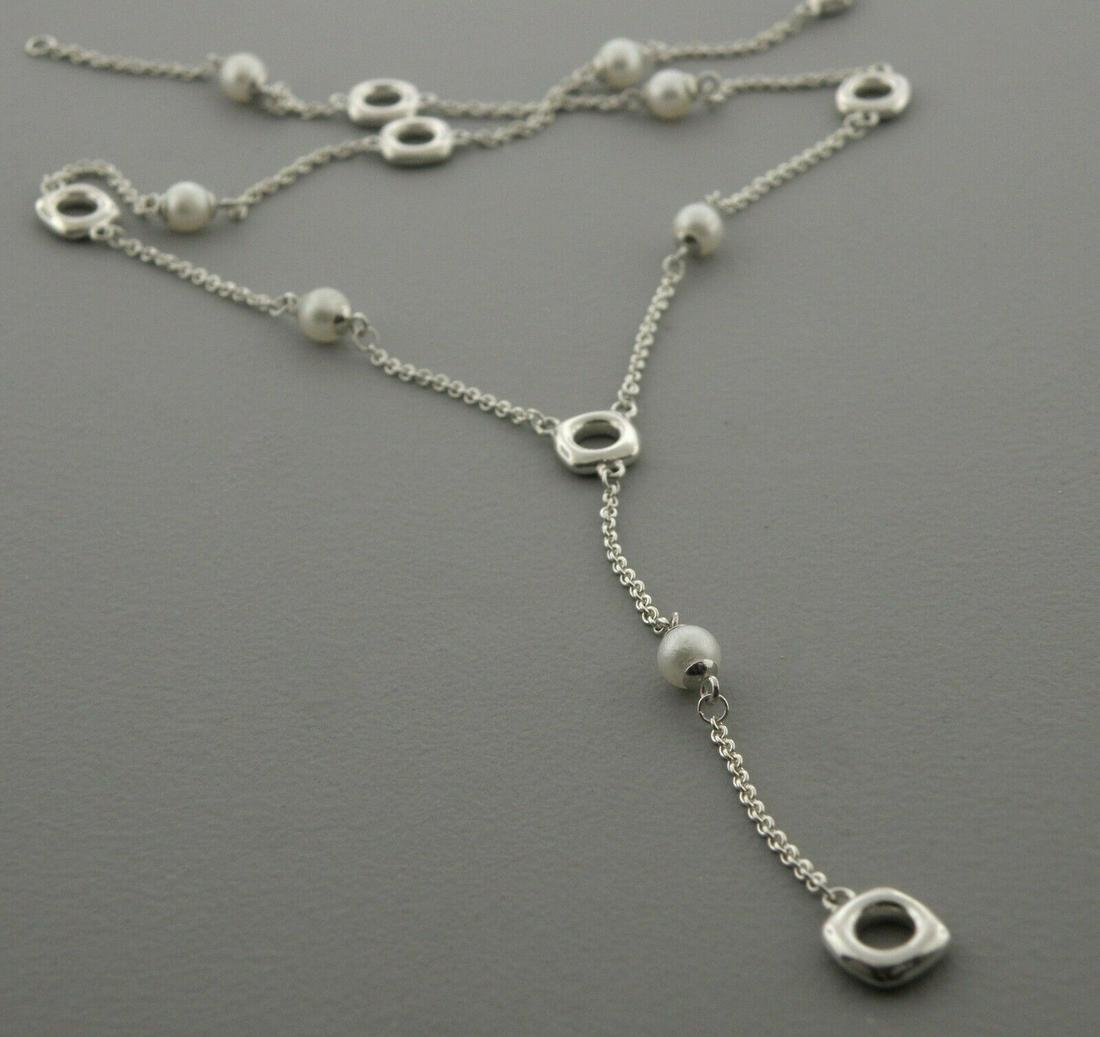TIFFANY & CO. SILVER CUSHION PEARL LARIAT NECKLACE (1 of 2)