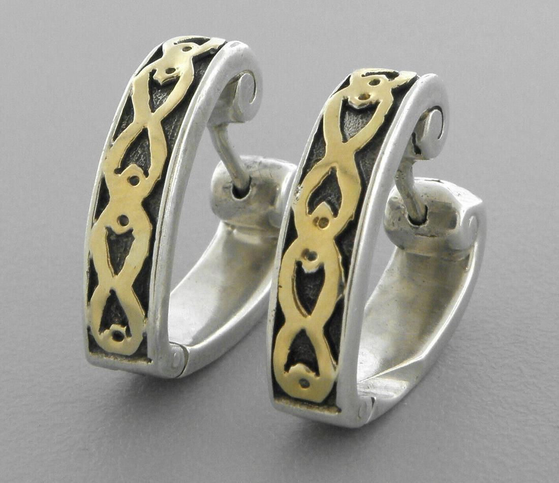 JOHN HARDY 18K GOLD STERLING SILVER HEART EARRINGS (1 of 2)