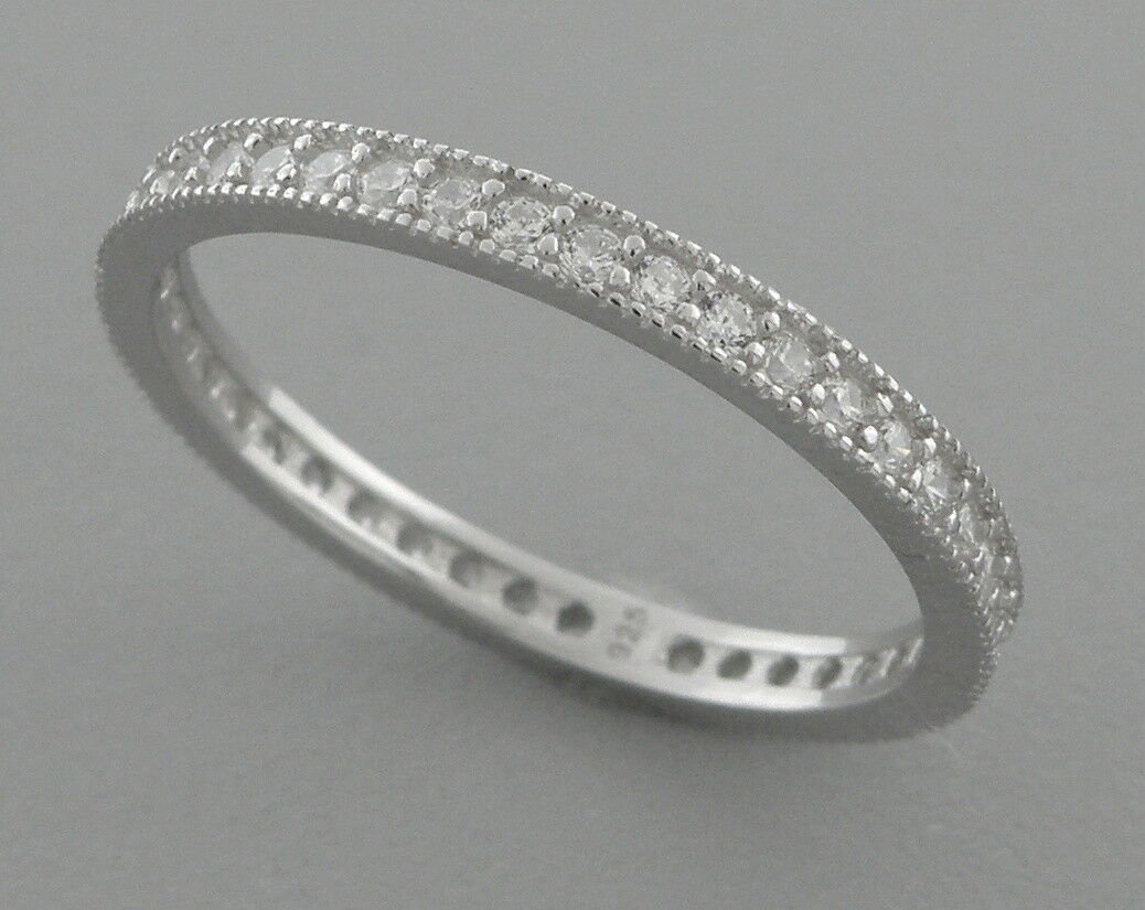 STERLING SILVER CZ FULL ETERNITY WEDDING BAND RING: NEW STERLING SILVER WEDDING BAND RING SIZE wideSterling silver, set with CZNewStamped 925Total