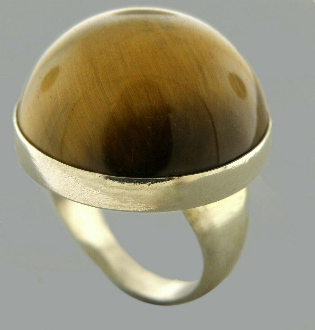 VINTAGE GEORG JENSEN TIGER EYE STERLING SILVER RING (1 of 2)