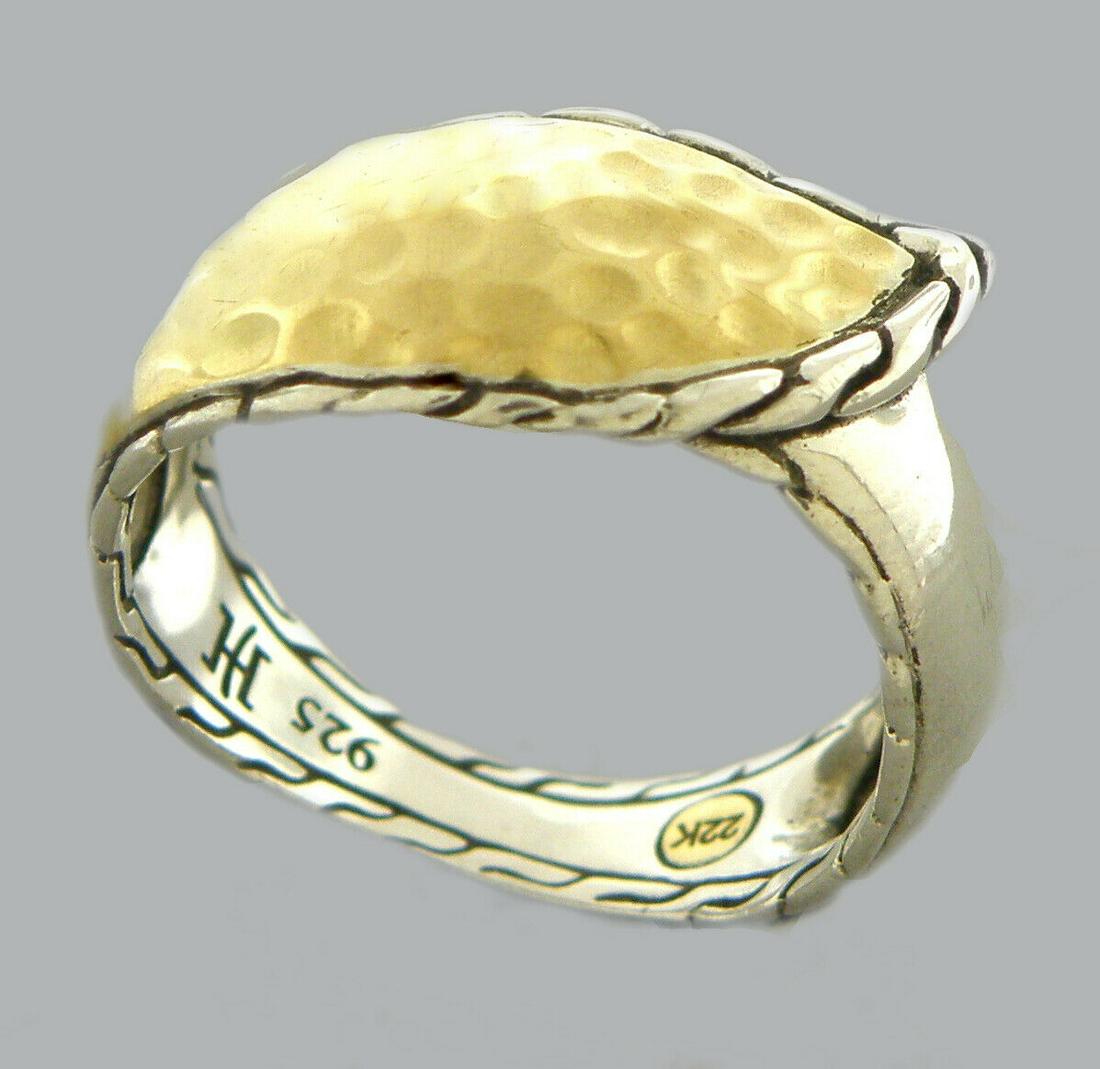 JOHN HARDY 22K GOLD STERLING SILVER LEAF RING SIZE 7 (1 of 2)